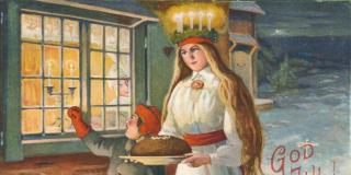 Glückwunschkarte mit der hl. Lucia / Künstlerin Adele Soederberg (vor 1916)